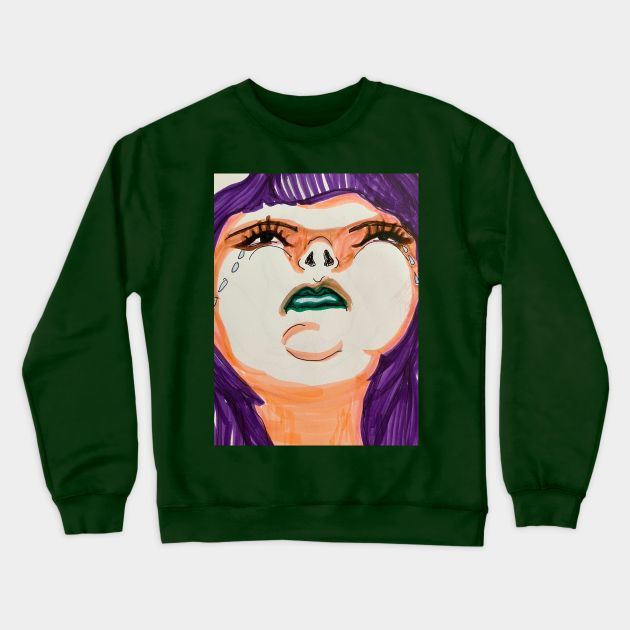 Crying Crewneck Sweatshirt by amberdawnes